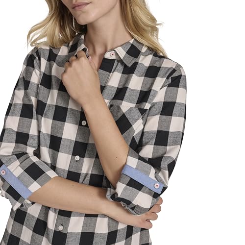 Image of Nautica Women's Button Front Long Sleeve Roll Tab Shirt
