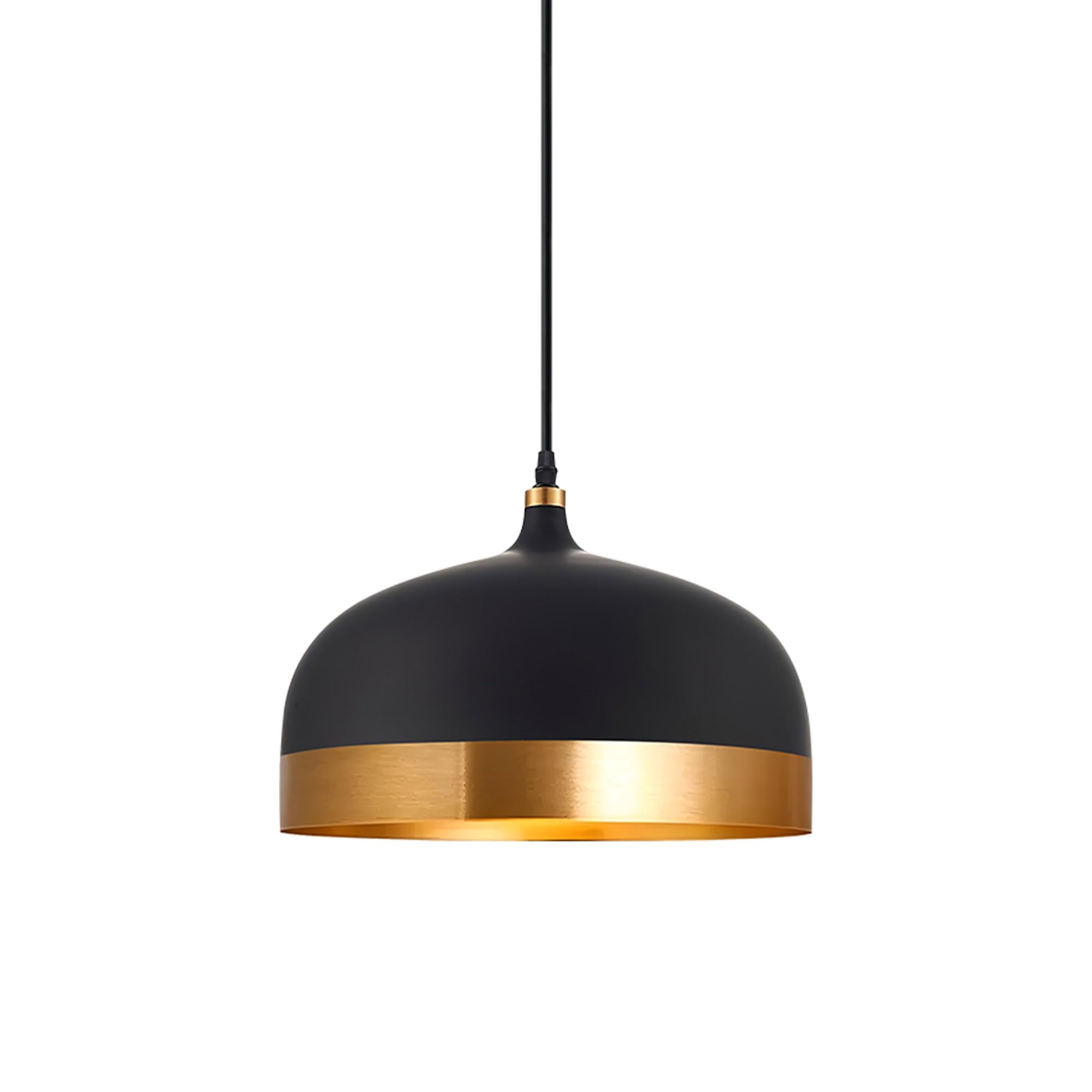 Mossodor Black+Gold Industrial Ceiling Light Shades 35Cm Black And Copper Ring Edge - Include 1X Edison Filament Bulb - Ambient Lighting Modern Kitchen Dining Living Smooth Aluminium Frame.