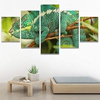 SIGNWIN 5 Panel Canvas Wall Art Modern Art Chic Expressive Frog Multicolor Photography Reptiles Snakes for Home Decorations Ready to Hang - 60