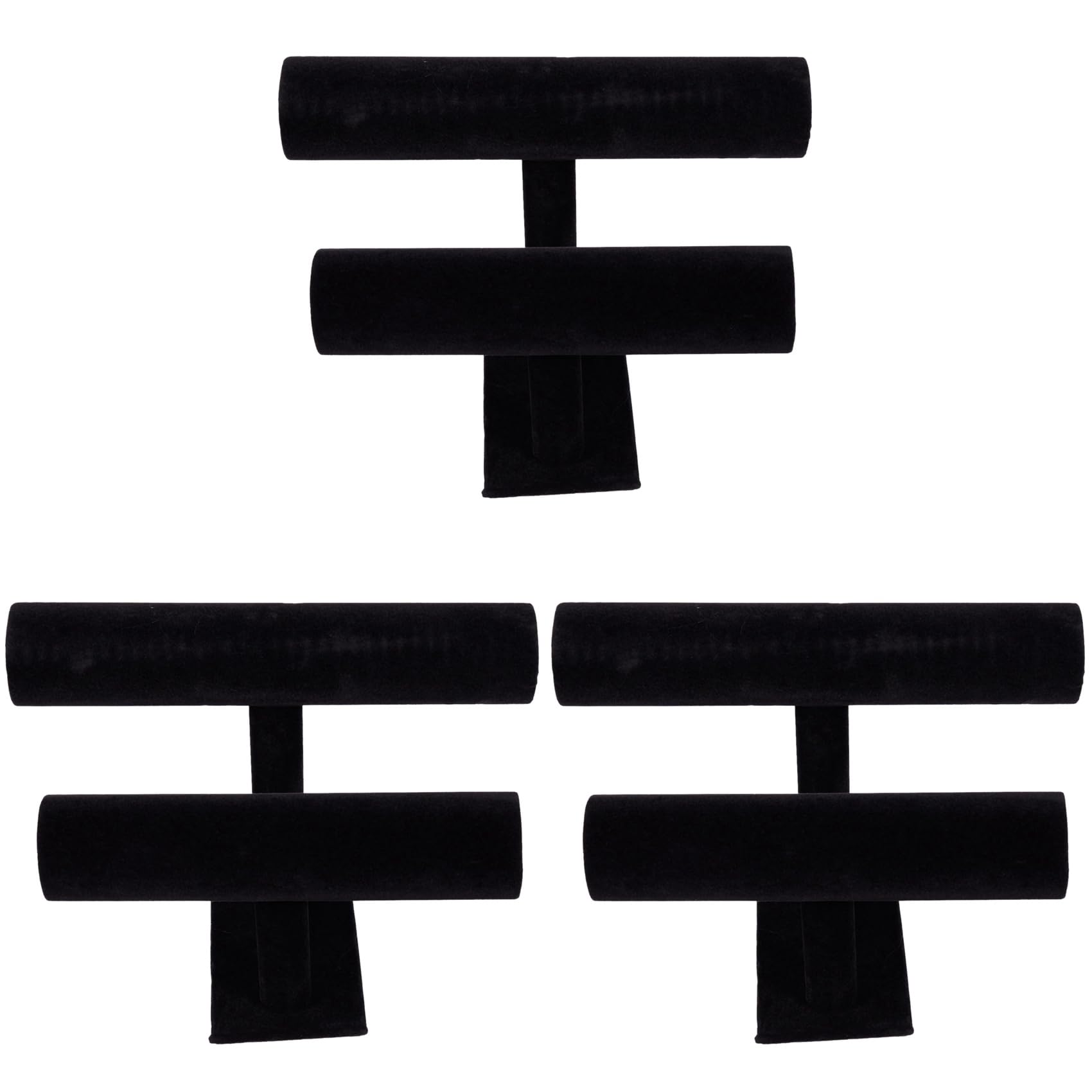 Support bracelet T-bar noir double niveau x3 pour présentoir bijoux