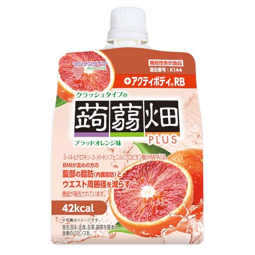 マンナンライフ クラッシュタイプの蒟蒻畑プラス ブラッドオレンジ味 150g×30個の商品画像（Amazon）