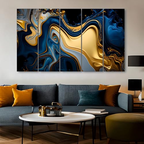 Image of The Castle Decor Marble Abstract Painting With Frame 5 Big Size (36x60) wall Art for Living Room,bedroom,drawing Room,hotels-wooden Framed-digital Painting