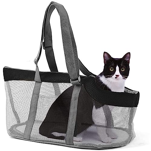 Transporttasche Haustier Tragetasche Klein Hund Haustiertragetasche Mesh Hundetragetasche Atmungsaktiv Hundetasche mit Boden Hundetrage Verstellbar Katzentragetasche Kleintiertasche Welpen Katze