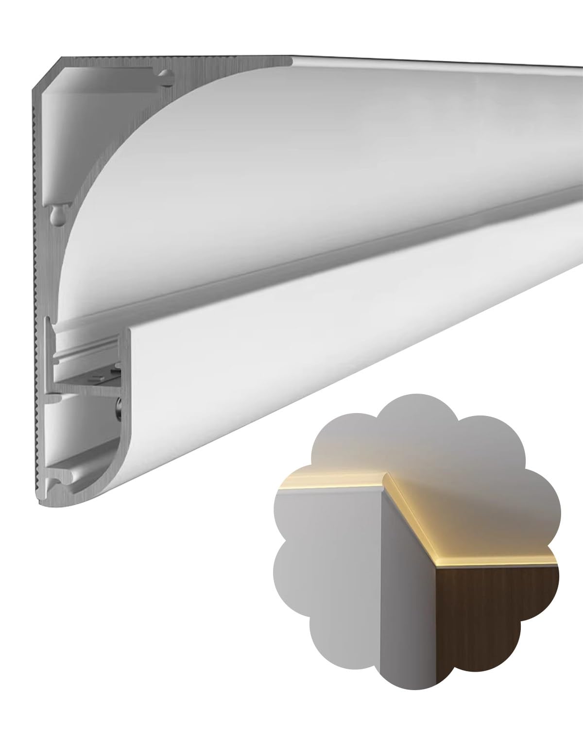 Canal de iluminación indirecta LED, perfil de aluminio para montaje en superficie, diseño de montaje en pared para sala de estar y pasillo