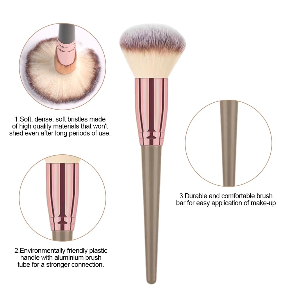 Vicloon Ensemble de pinceaux cosmétiques, 15 Pièces Brun kit de pinceaux cosmétiques, Professionnels Set Pinceaux Synthétiques Fard à Joues En Peluche, Poudre De Brillant à Lèvres