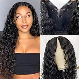 PRIMELACE V Part Water Wave Wigs Human Hair 24 inch Upart Wigs Natural Wavy Wig Human Hair V Part Wigs Glueless Curly V Shape No Leave Out Upgrade U Part Wigs 180% Density