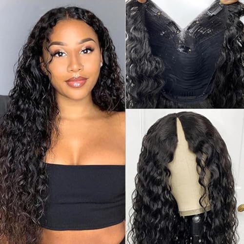 PRIMELACE Human Hair V Part Wig Water Wave Glueless