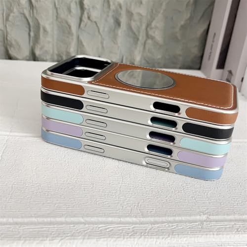 Coque iPhone 17 Pro Max magnétique cuir bleu antichoc et miroir - 4