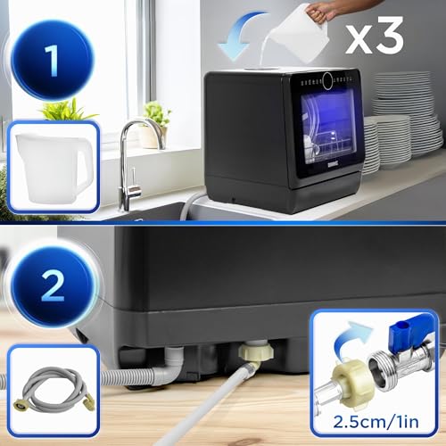 Miniatura 3 de Duronic Dw5 Bk Lavavajillas Pequeño - Lavavajillas Portatil Sin Instalacion, Mini Lavavajillas Compacto, Máquina Lavar Loiça, Maquina De Lavar Loiça, 6 Programas, 950w, Secado Rápido, 52.3 Db