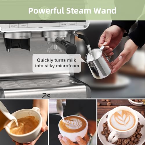 GarveeTech - Premium-Kaffeemaschine mit 2,8 l Wassertank, 1450 W, Espressomaschine mit 20 Riegel und Fother-Milch, Barista-Set, perfekt für Cappuccino, Latte und Macchiatos 4 GarveeTech - Premium-Kaffeemaschine mit 2,8 l Wassertank, 1450 W, Espressomaschine mit 20 Riegel und Fother-Milch, Barista-Set, perfekt für Cappuccino, Latte und Macchiatos