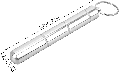Miniatura 3 de Pastillero, pastillero para bolso, contenedor de píldoras pequeño de aleación de aluminio, botella de píldora impermeable con llavero, contenedor