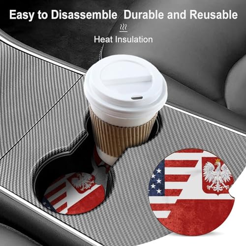 4PCS Posavasos para Carro con Bandera USA Polonia miniatura 4
