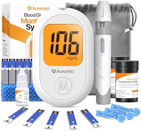 G-426 Blood Glucose Monitor Kit - 100 Test Strips and 100 Lancets for Home Use, 500 Memory, Glucometer with Control Solution, No Coding, Diabetes Testing, Blood Glucose Monitoring System