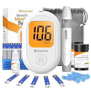 Blood Glucose Monitoring System, G-426 Blood Glucose Monitor Kit – 100 Test Strips and 100 Lancets for Home Use, 500 Memory, Glucometer with Control Solution, No Coding, Diabetes Testing