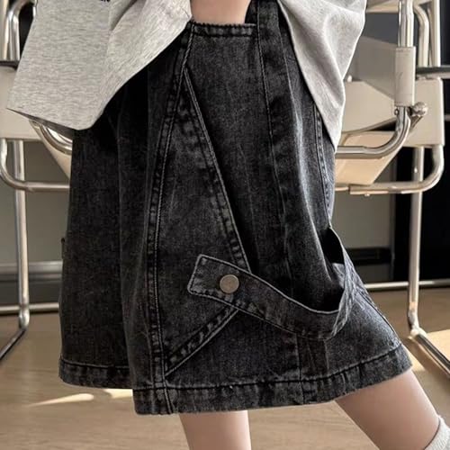 Short denim garçon style cargo en toile légère et coupe cinq points - 2