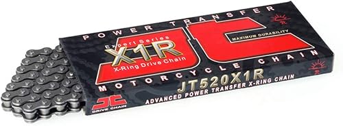 JT Chain JTC520X1R3108DL (serie 520) - Cadena de acero negro con anillo en X resistente de 108 eslabones con enlace de conexión