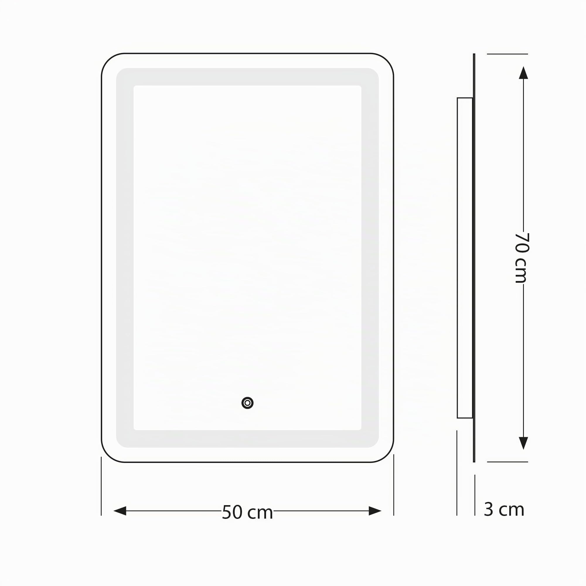 ledscom.de LED Spiegel BALI mit Beleuchtung, 50 cm x 70 cm, 1695 lm, weiß
