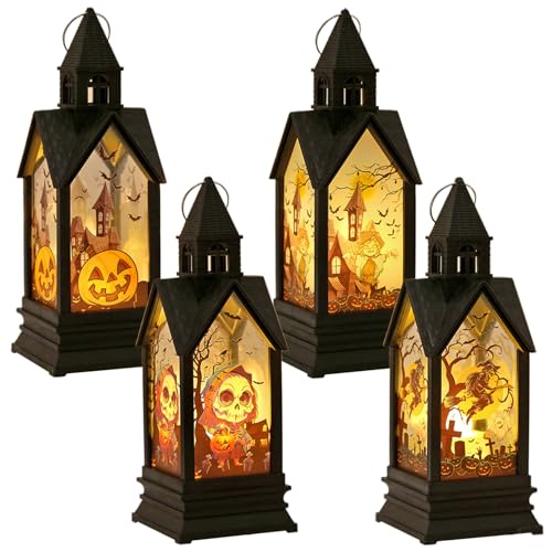 Lanterne château Halloween LED autonome pour une décoration rapide et sûre