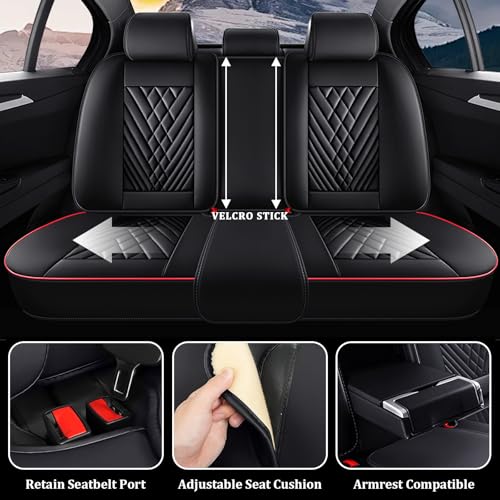 Image of Car Seat Covers Full Set for Subaru 2000-2026, Waterproof Nappa Leather Car Seat Cover, Full Coverage Car Seat Covers Sets(5 Seats /Black Red)
