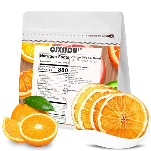 Dried Oranges Slices 8.8 Oz/250g Dehydrated Fruit Wheels Bulk Snacks No Sugar Added for Old Fashion Cocktails Garnish Candle Potpourri Crafts Soap Christmas Decor Garland Simmer Pot