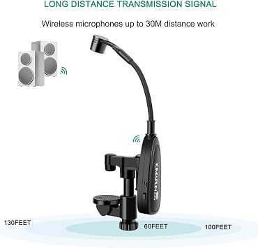 KIMAFUN Violin Microphone Wireless2.4G Gooseneck Pick Up Instrument Clip-on Mic Receiver and Transmitter System for Violin, KM-CX220-3
