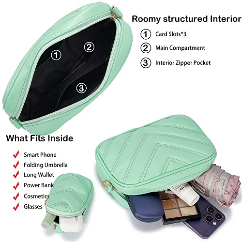 Image of Herald Quilted Small Crossbody Bag with Coin Pouch for Women | Lightweight, Vegan Leather, Trendy Style, Detachable Mini Pouch, 2 Size Cross Body Handbags with Wide Strap for Daily Travel