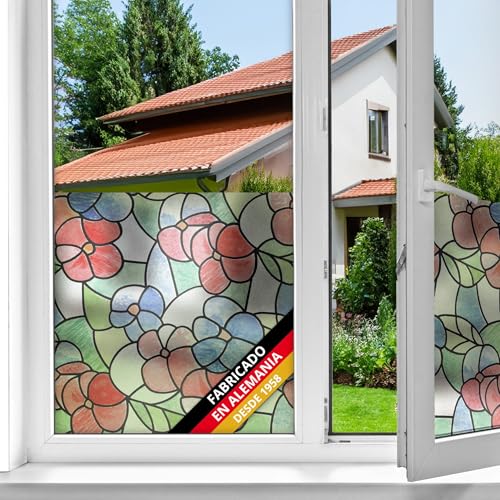 d-c-fix vinilo adhesivo para cristales ventanas Lisboa rojo autoadhesivo opaco translúcido privacidad decorativo para mampara de ducha baño lámina pegatina 45 cm x 2 m