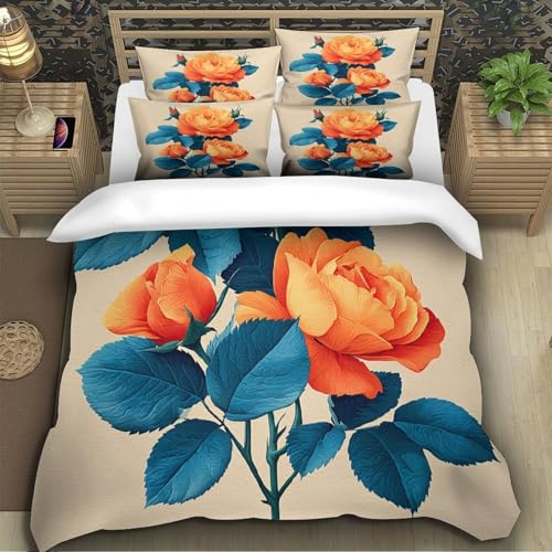 Housse de couette orchidée vintage microfibre drap de lit - 5