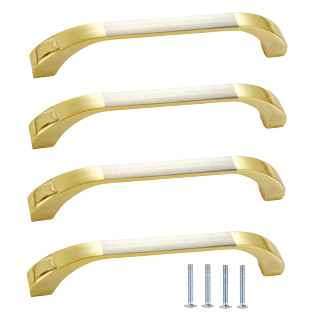 Nlqcsxwep Double Gold-96Mm Zinc Alloy Cabinet Bow Handle, Aluminum Alloy Cabinet Drawer Wardrobe Door Handles 4 Pcs Multicolor 96Mm-128Mm(Double Gold-96Mm)