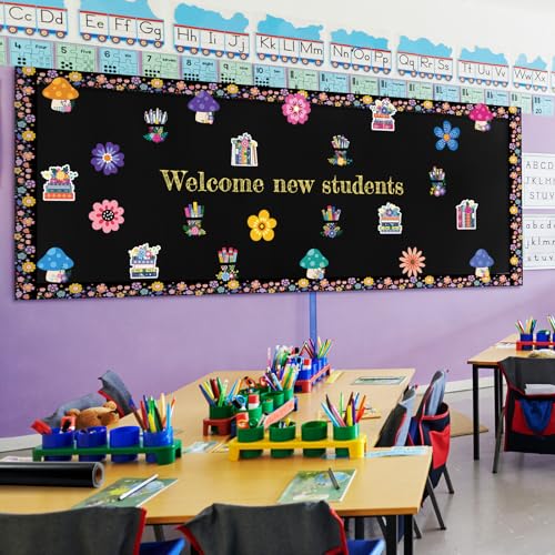 Image of 2 Roll Black Bulletin Board Paper 12 x 4 ft Large Fabric Classroom Decor | 4x12 ft Fadeless Display Background, Durable for DIY Crafts Classroom Bulletin Boards, Back to School Decorating Projects