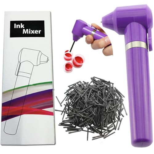 MTSM Mezclador de colores de tatuaje, mezcla de tinta de tatuaje, máquina de tinta de tatuaje, mezcladora de tinta de pigmento, herramienta de maquillaje permanente con 100 varillas de mezcla (morado)