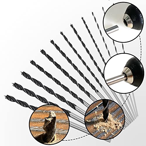 Comoware 12" Extra Long Brad Point Drill Bit Set, 12 Pcs High Carbon Steel Long Drill Bit, Long Drill Bits For Wood, Plastic, Pvc, Composite & Rubber, 1/8", 3/16", 1/4", 5/16", 3/8", 7/16", 1/2" #TOP3