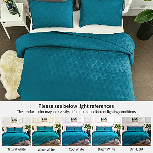 Litanika Queen Size Quilt Bedding Set Teal - Full Lightweight Comforter Bedspreads & Coverlets Turquoise - Bedding Cover Bed Decor All Season - 3 Pieces (1 Quilt, 2 Pillowcases) #TOP1