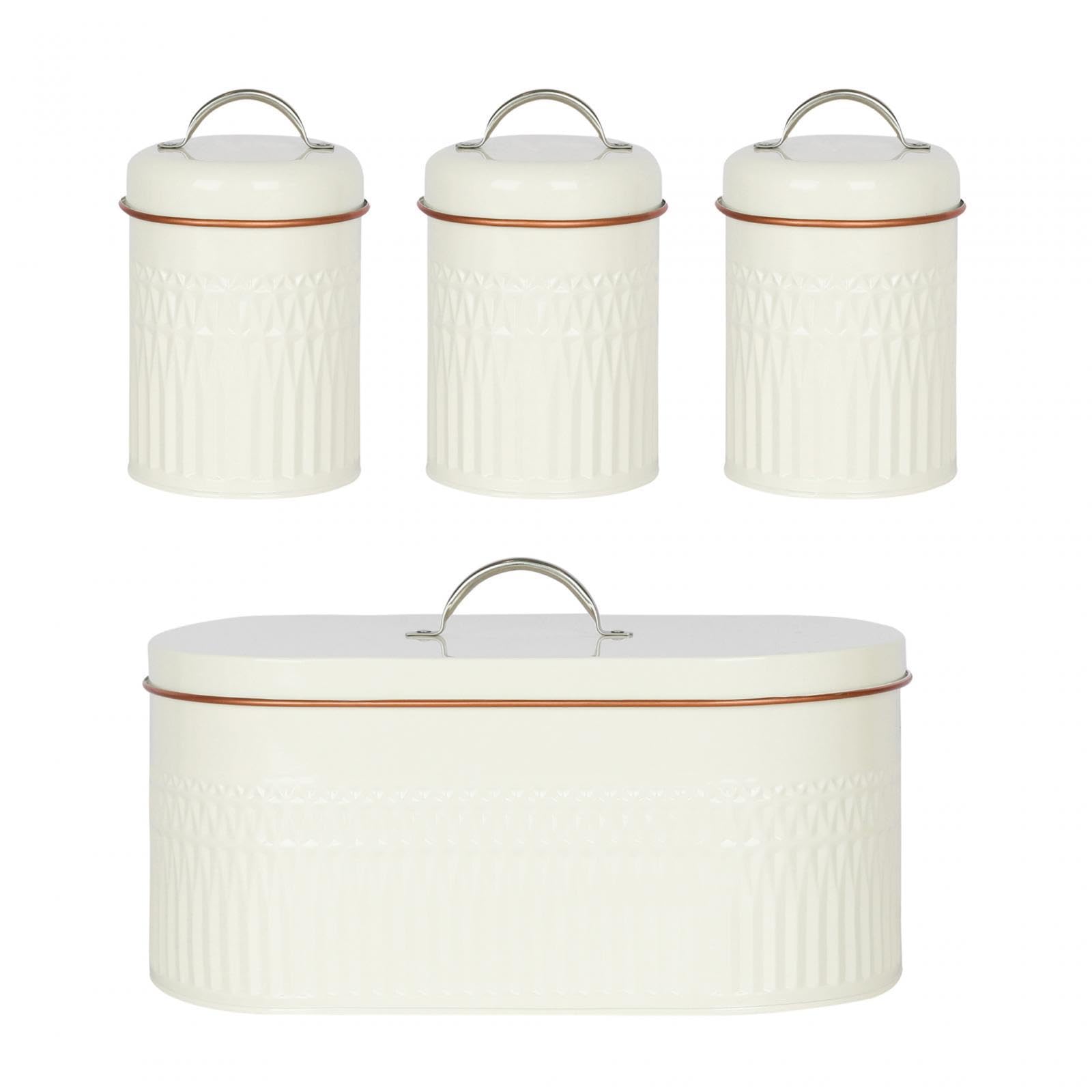 4x Canisters for Kitchen Counter, Canister, Multi-Purpose Airtight Metal Food Storage Container, Sugar Bin