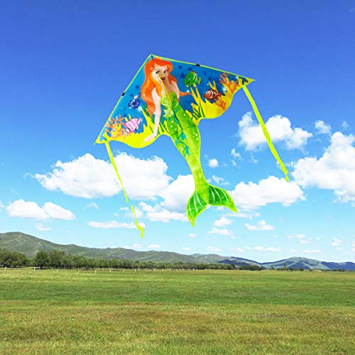 Kaidenic 55Inch Mermaid Kite With Flying Lines Easy To Fly For Kids And Adults #TOP3