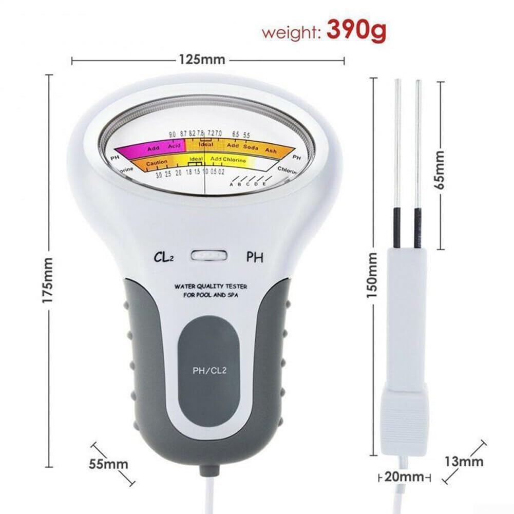 COYEUX Tester per Piscina misuratore di Cloro e PH 2 in 1, Laboratorio CL2 da 0,2~3,0 ppm, per Acqua Potabile idroponica per Piscine Vasche idromassaggio per acquari