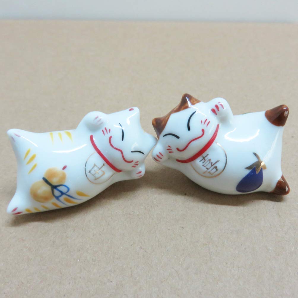 Repose-Baguettes, Support pour Baguettes de Restaurant, Motif Chat Porte-Bonheur Mignon, en céramique, de Style Japonais, pour fourchettes, cuillères, Couteaux et pinceaux (Lot de 6).
