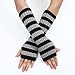 Y2k Striped Arm Warmers Long Fingerless Knitted Gloves Punk Gothic Alt Emo Scene Cool Winter Arm Sleeves Grunge Accessories (Gray,One Size)