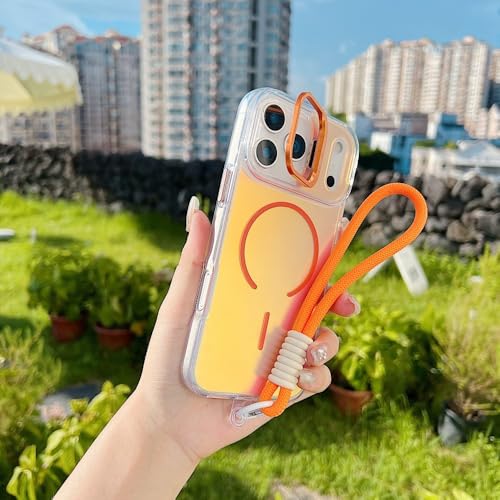 Coque iPhone 17 orange antichoc avec support pour éviter les chutes