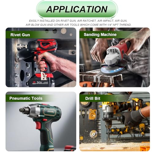 2 Packs 1/4" NPT Air Tool 360 Degree Swivel Fitting Portable Air Tool Adapter with 1/4 Inch MNPT Quick Connect,Air Hose Connector for Air Hose Air Compressor Attachments
