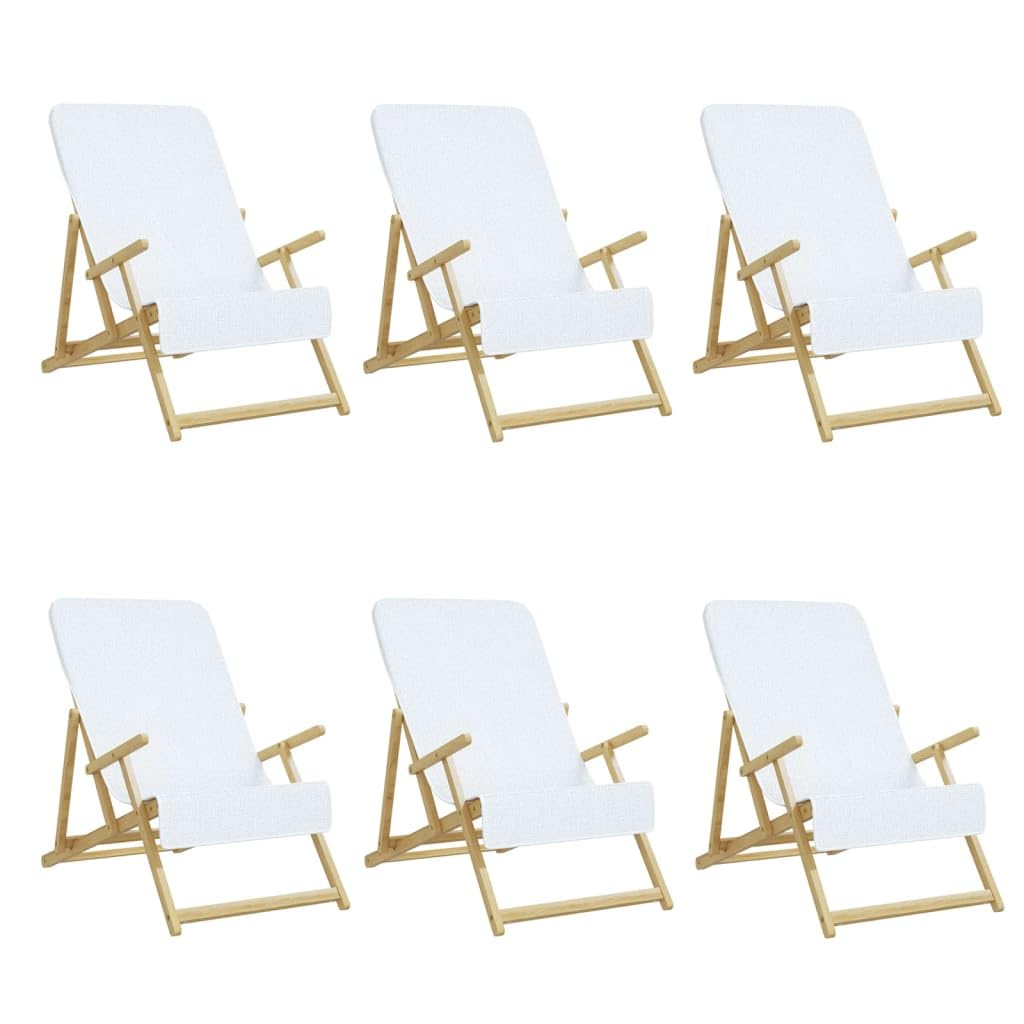 vidaXL Beach Towels - Pack of 6 - White - Fabric Blend of Cotton and Polyester - Non-slip, Lightweight, Compact, Multi-use - 60x135 cm