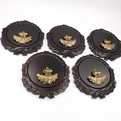 5 placas de cuña talladas oscuras AF 16 cm con 5 hojas de roble, portada grande, tabla cuña, tabla de especias, cartel trofeo.