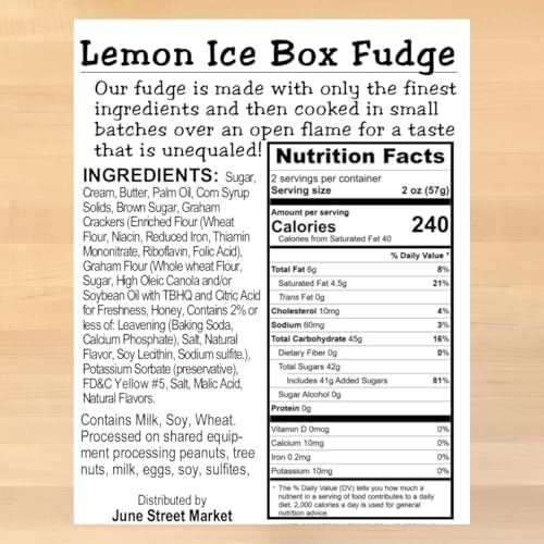 June Street Market Gourmet Fudge, Crafted for Indulgence, 6 oz. (Lemon Ice Box)