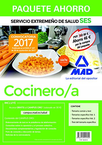 Portada de Paquete ahorro cocinero-a del servicio extremeño de salud. Ahorro de 46 €