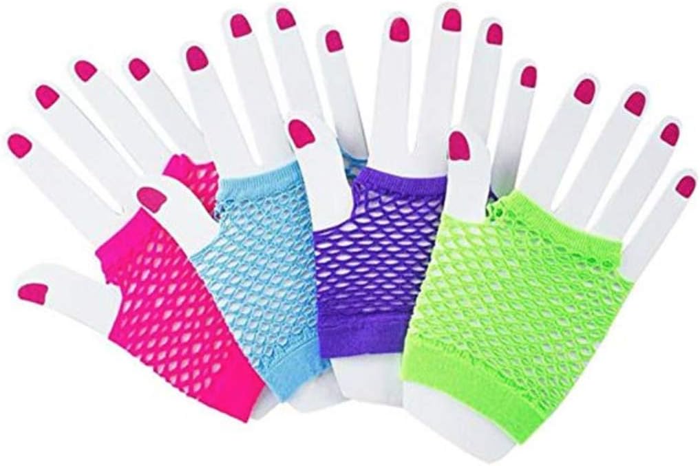 Assorted Fingerless Diva Fishnet Wrist Gloves - short - 1 Dozen Pairs