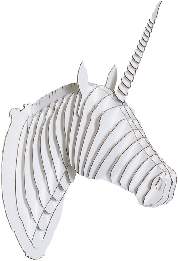 | Unicorn Taxidermy 3D Art Puzzle | Made from SFI Certified Recycled Cardboard | Made in The USA | Merlin (Small, White)