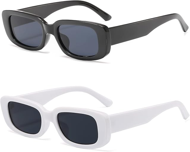 YAMEIZE 90s Rectangle Sunglasses for Women Men Vintage UV400 Square Glasses