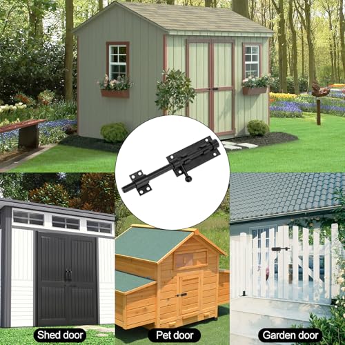 Luziyun Türriegel aus Edelstahl, 200 mm Edelstahl Riegelschloss, Schwarz Schlossriegel, Top-Qualität Schieberiegel, Gartentor -Schloss, witterungsbeständig & robus, für Tor, Fenster, Zaun