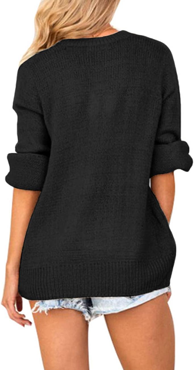 LookbookStore Women's Knit Long Sleeve Faux Wrap Surplice V Neck Sweater Top