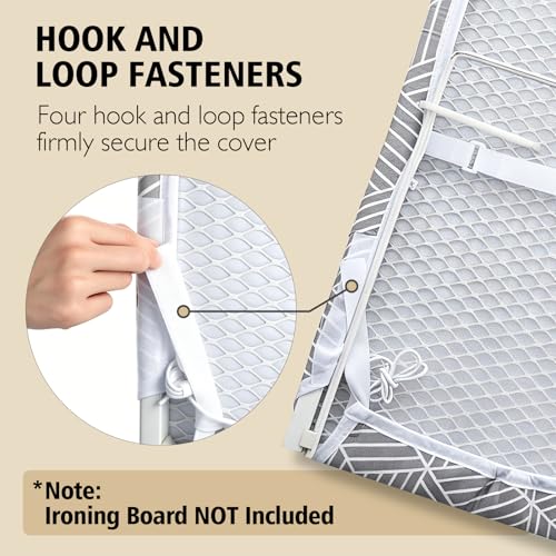 Image of Seiritex Over the Door Ironing Board Cover 14 x 42 inch, Thick Padding w Hook and Loop Fasteners Wall Iron Board Cover (Gray Cube Update Version)